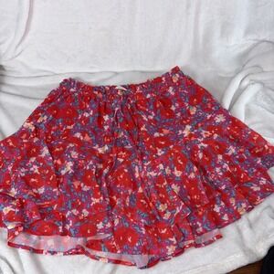 SimpleFun Floral Skort Boho Flowy Coastal Cowgirl Butterfly Hem Coachella‎ Beach